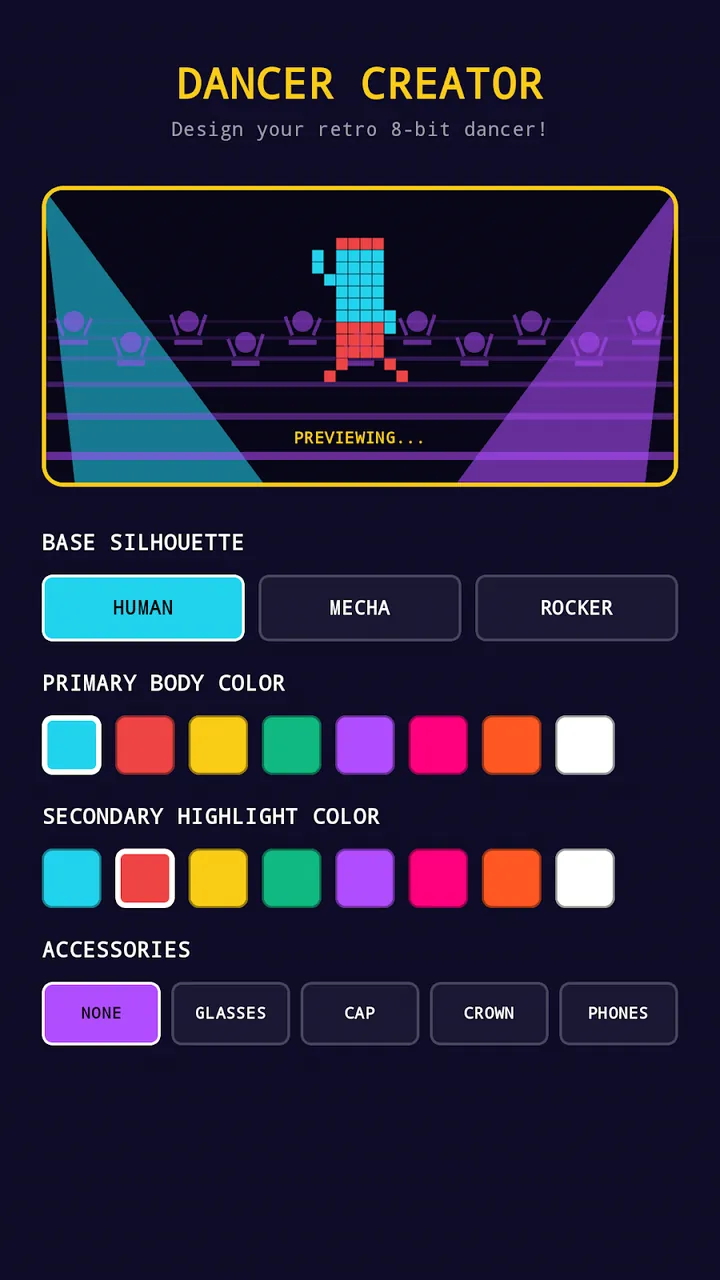 The dancer creator with colour and accessory options