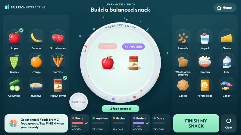 Snack mode: an apple and peanut butter on a smaller snack plate
