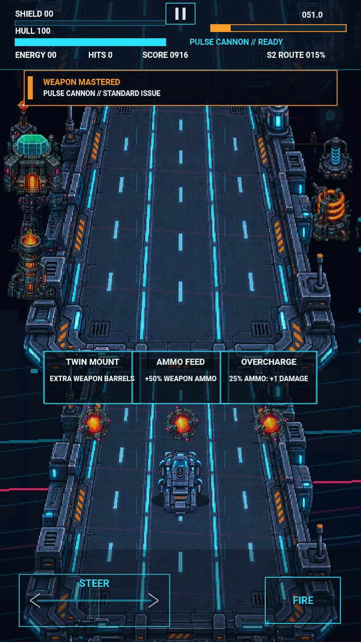 Choosing a weapon upgrade between sectors