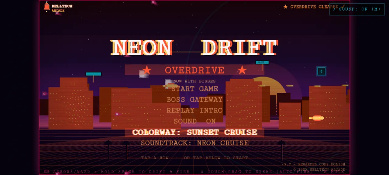 The Neon Drift: Overdrive title screen