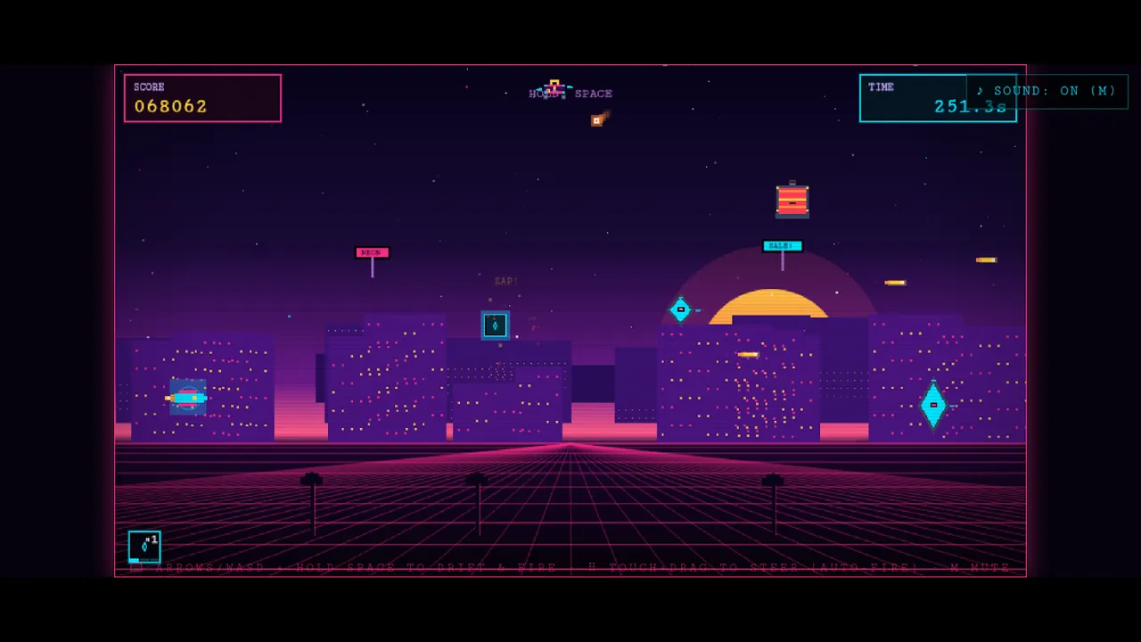 Collecting power-ups above the city
