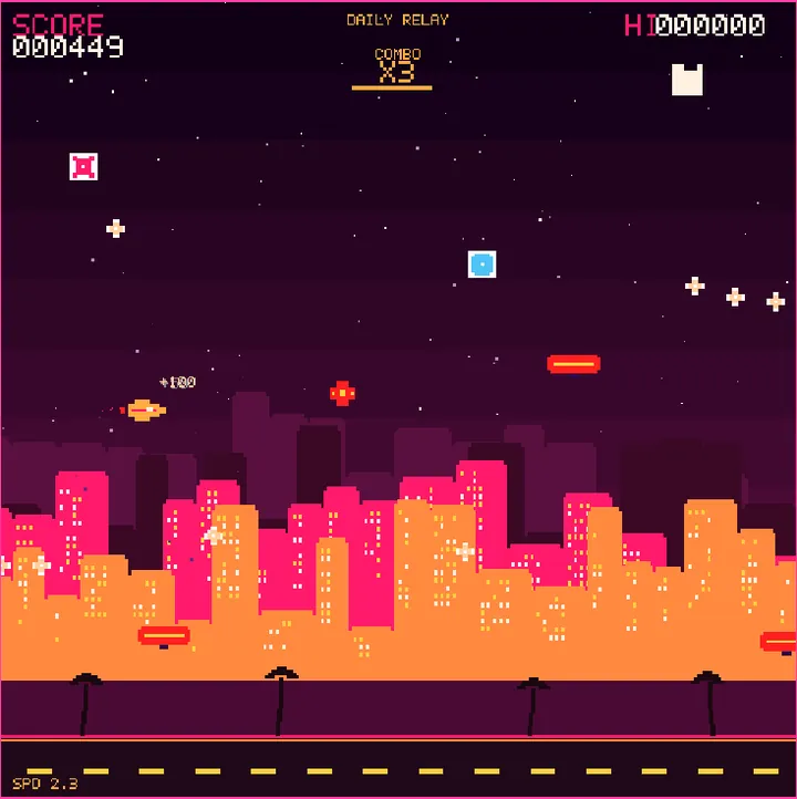 A Daily Relay run over an orange skyline