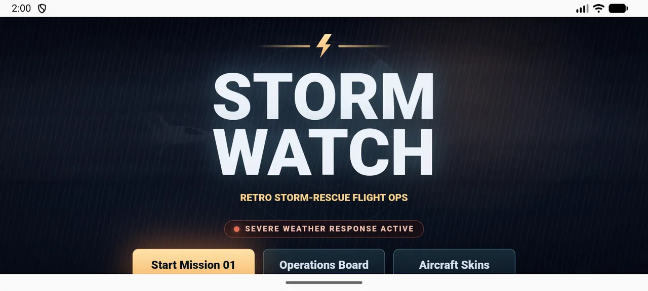 The Storm Watch title screen