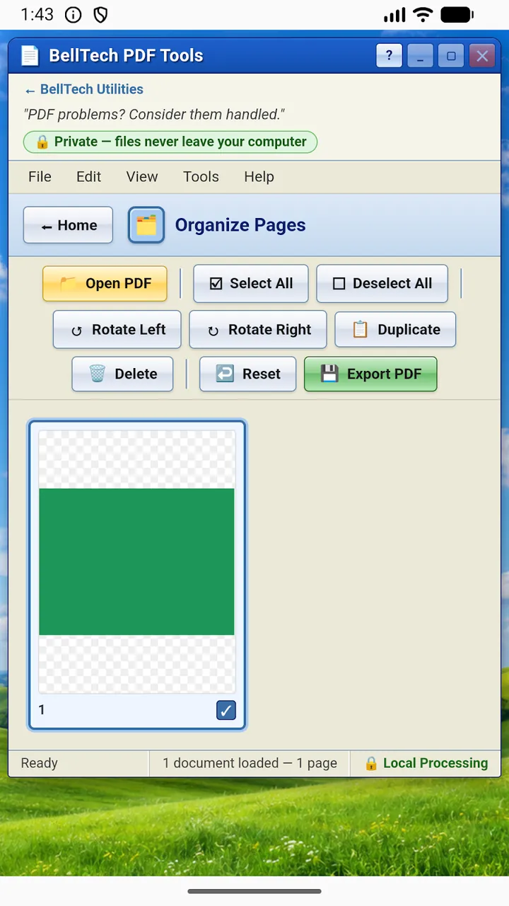 PDF Tools organizing pages on Android