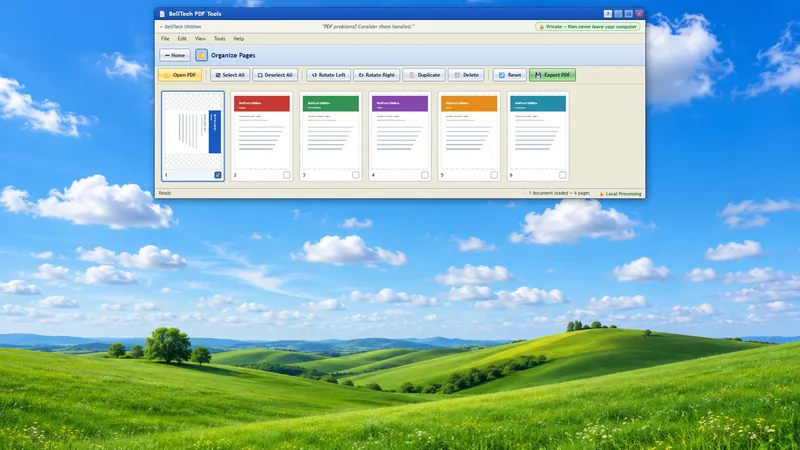 PDF Tools organizing pages of a document